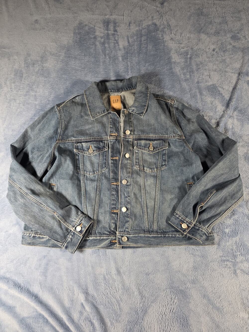 Gap Denim Jacket Womens XXL 2XL Blue Jean Trucker Button Front Cotton EUC